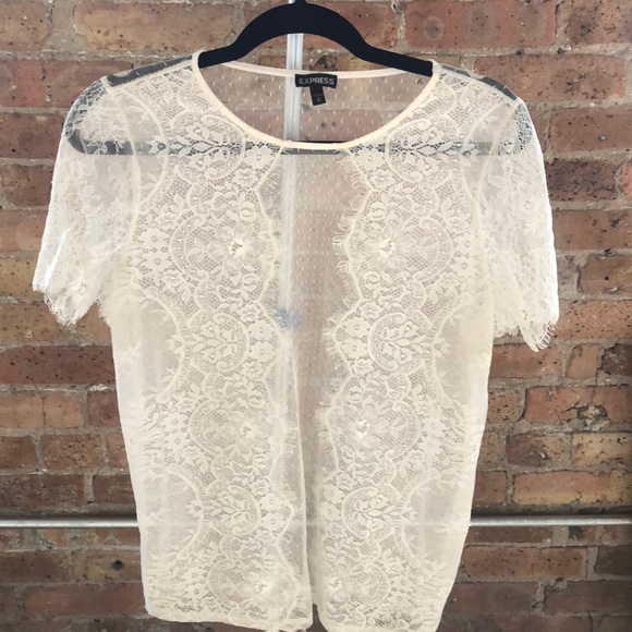 Express Tops - Express cream lace top size medium